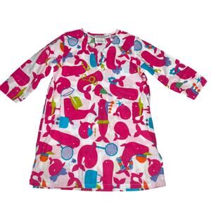 Gretchen Scott Designs Girls Pink Whale Coverup Mini Dress Size 4-6